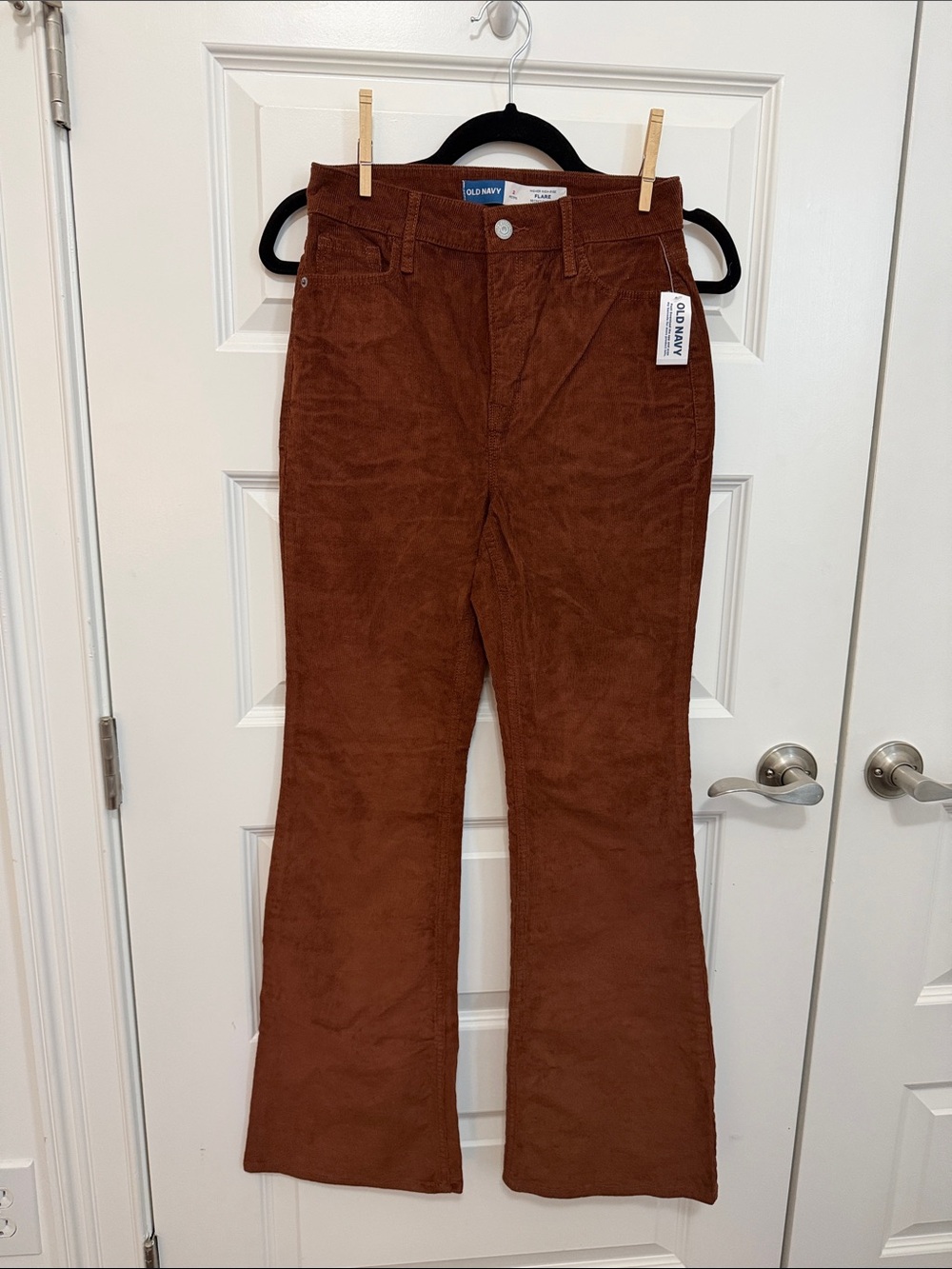 NWT Old Navy Womens Size 2 Petite Higher High-Waisted Flare Corduroy Pants Brown